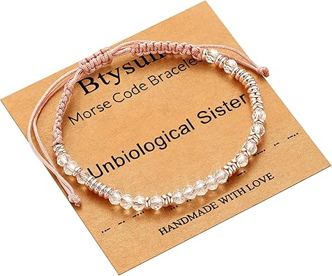 Btysun Morse Code Bracelets for Women Christmas Gift Stocking Stuffers for Teens Pink Braided Bracelets Inspirational Best Friend Birthday Gifts for Her High School Graduation Gifts for Her 2025 Mom Bracelet Jewelry