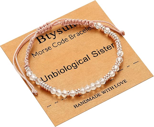 Btysun Morse Code Bracelets for Women Christmas Gift Stocking Stuffers for Teens Pink Braided Bracelets Inspirational Best Friend Birthday Gifts for Her High School Graduation Gifts for Her 2025 Mom Bracelet Jewelry