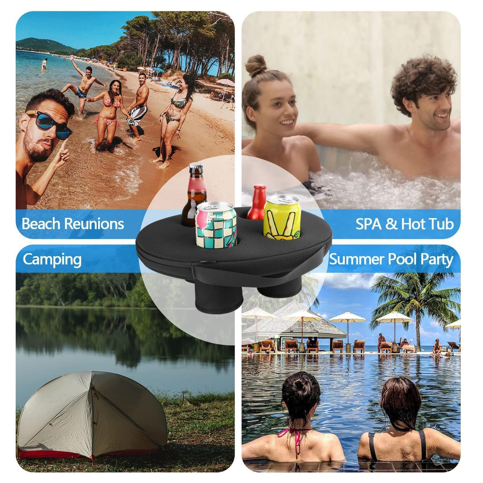 Porte-boisson flottant pour piscine et dessous de verre pour jacuzzi et spa