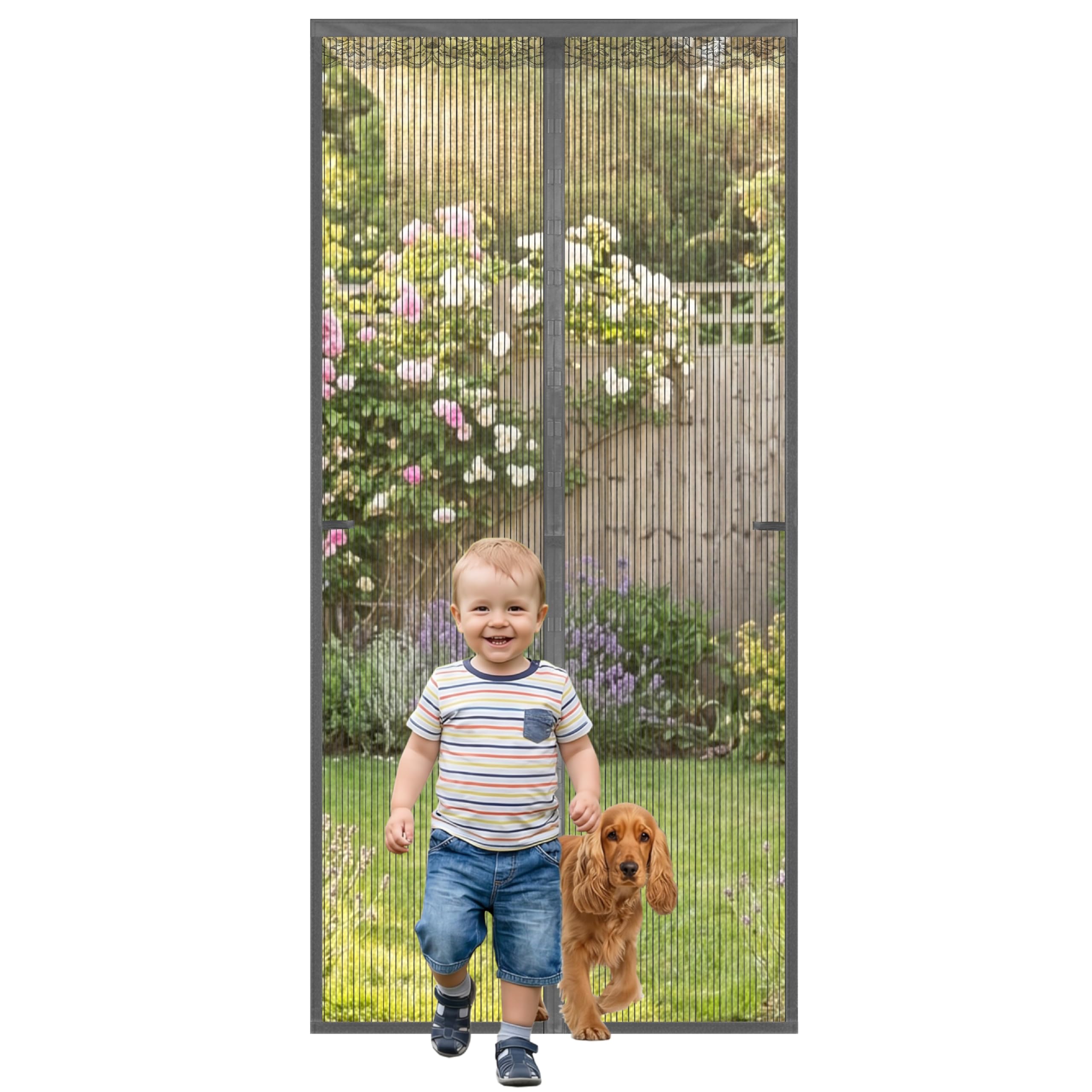 Magnetic Fly Screens for Doors 90x210cm - Door Fly Screen Curtain with Powerful Magnets, Fly Nets for Doors Heavy Duty No Drill, Insect Screen Door Net Curtain, Self-Closing Hands Free
