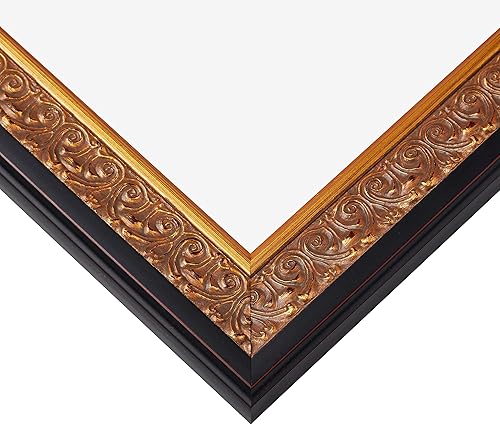 Miniatura 10 de Craig Frames Furio - Marco de fotos de 16 x 20 pulgadas con paspartú para mostrar una foto de 11 x 14 pulgadas, color plateado envejecido y negro