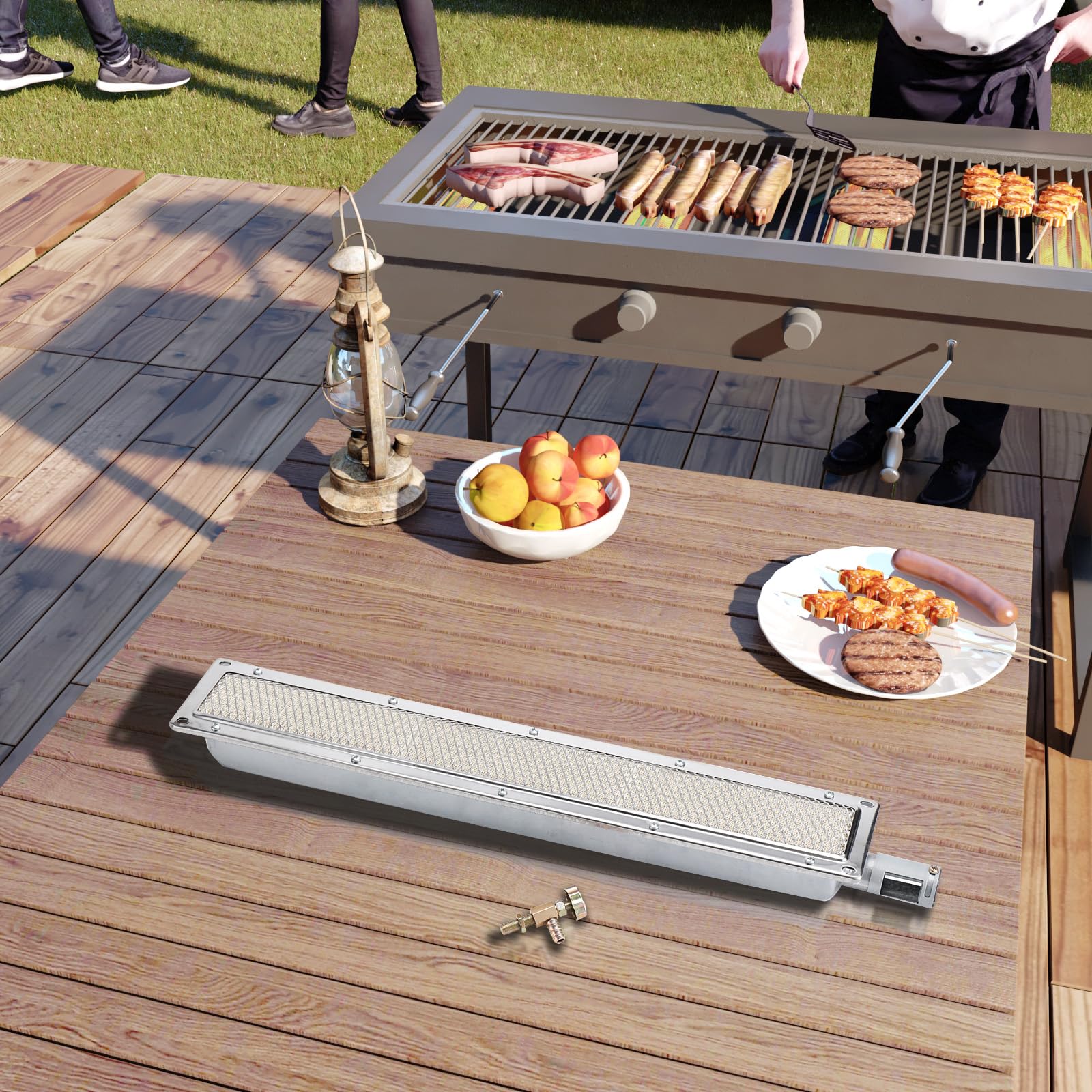 Brûleur latéral infrarouge - Brûleur latéral infrarouge - Barbecue à gaz - Élément chauffant - Chauffage en céramique - Pour cuisiner, griller, rôtir le camping - 57 x 9,5 cm