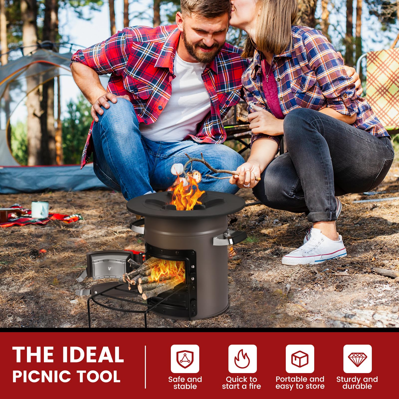 Onlyfire Rocket Stove, Rechaud A Bois Avec Support Pour Bois De