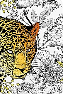 Berkin Arts Samsung Galaxy Tab S6 Case 10.5 Inch Model SM-T860/T865/T867 Tri-Fold Stand Cover with Modern Flower Design, Smart Auto Wake/Sleep PU Leather Case, Leopard Peonies Floral Animal Beast