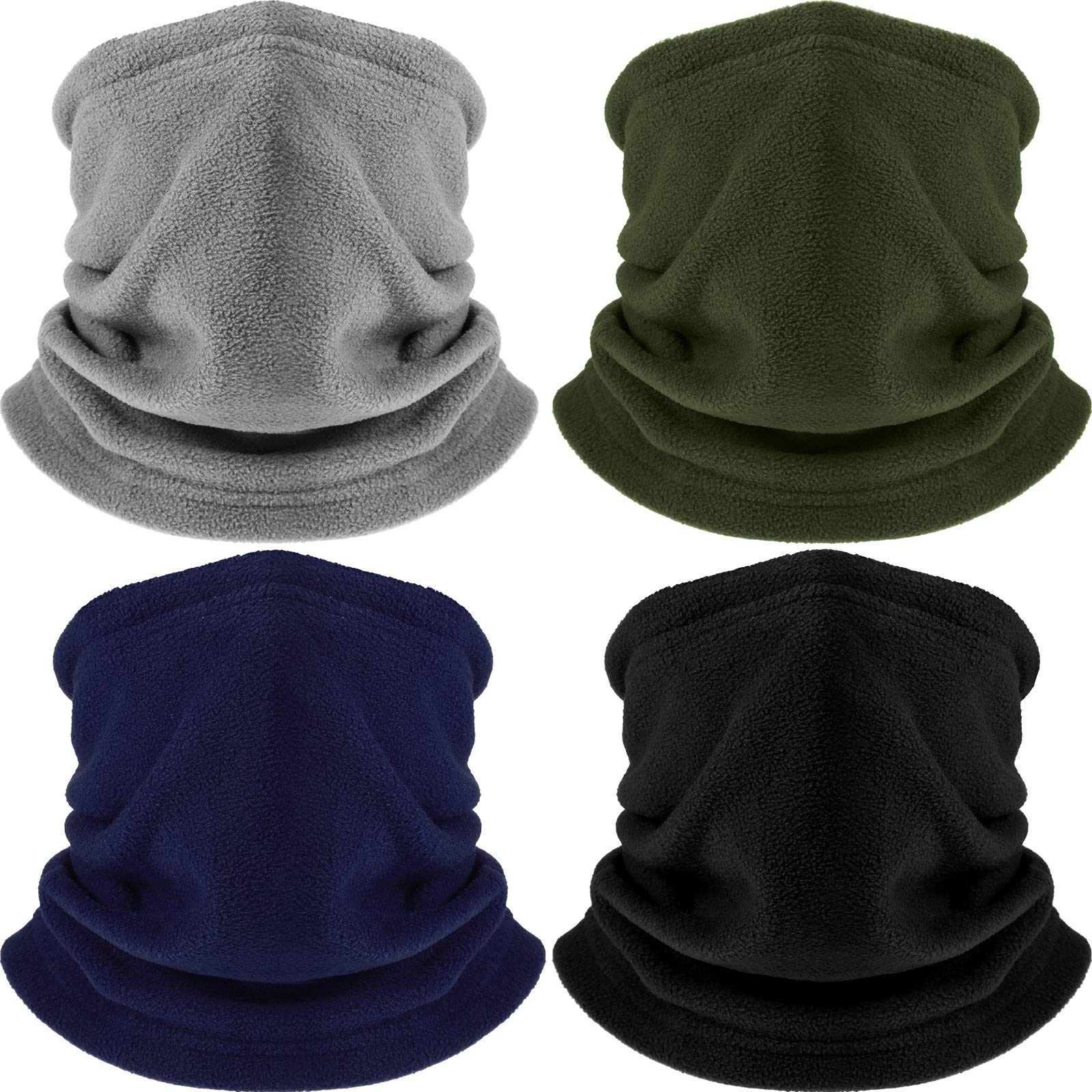 4 Pieces Winter Fleece Neck Warmer Snoods for Men Women Gaiter Thick Thermal Windproof Ski Neck Scarf Balaclava
