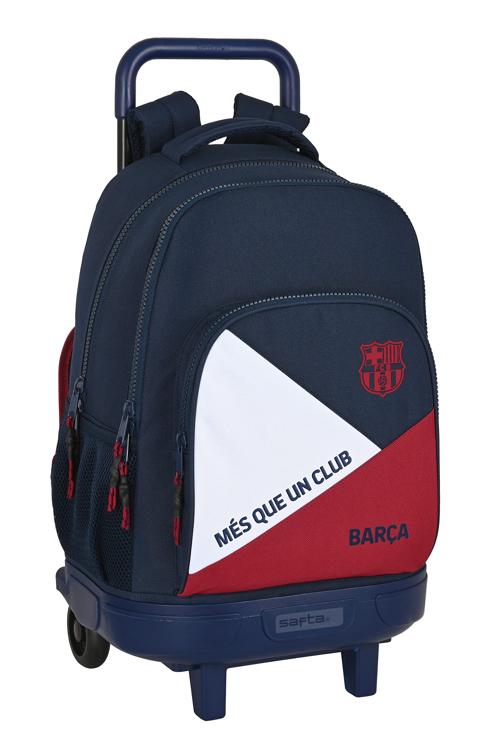 Safta 612225918, Mochila Escolar con Carro Incluido y Espalda Acolchada de F.C. Barcelona Corporativa, 33 x 22 x 45 cm