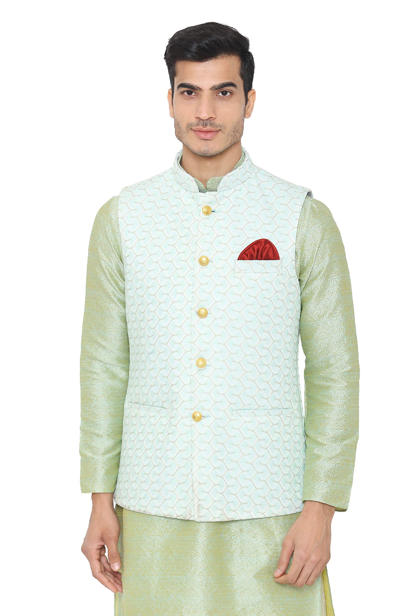 wintage Men's Banarsi Rayon Cotton Bandhgala Festive Nehru Modi Jacket Waistcoat : Multiple Colors-picture-17