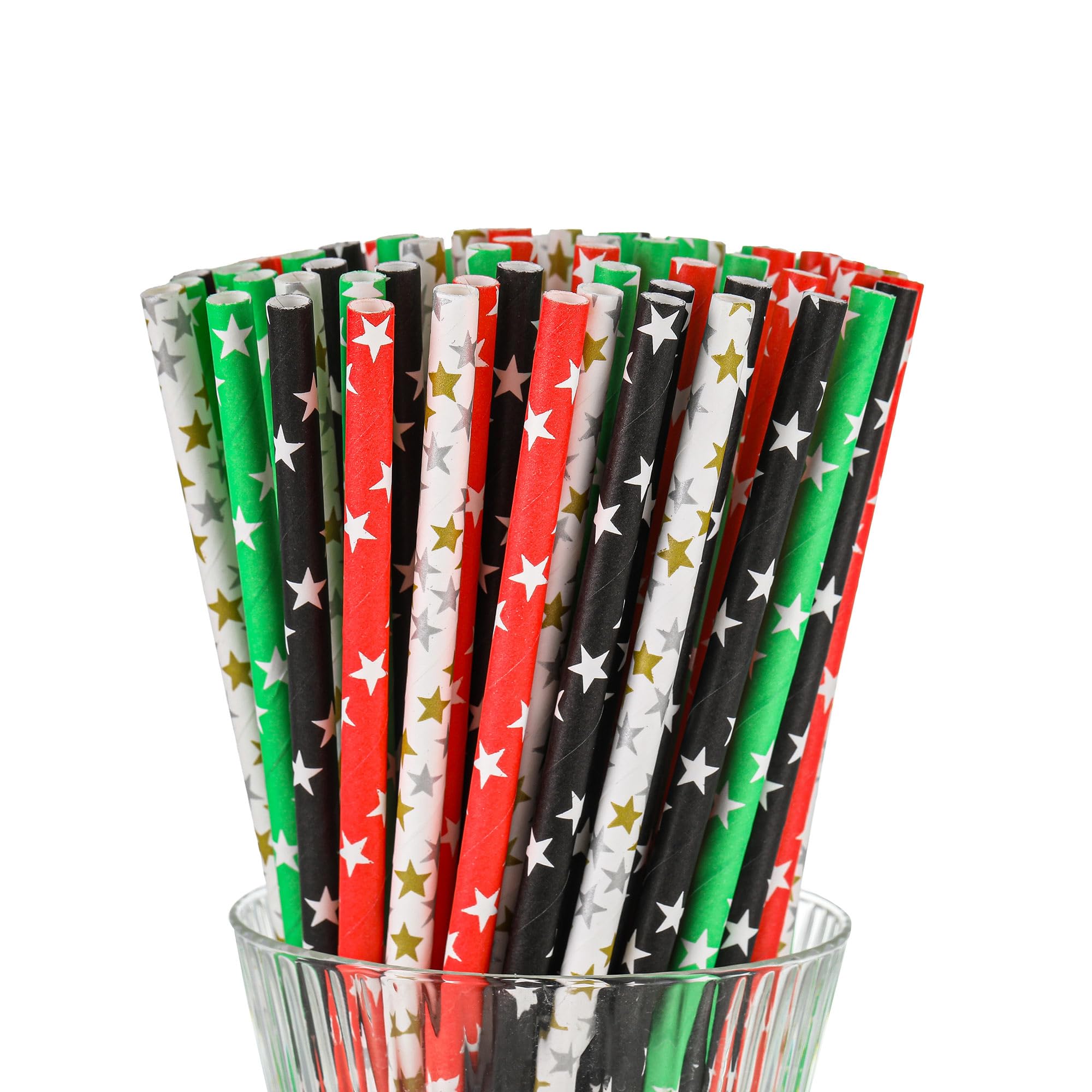 Paper Straws, 7.9 x 0.236 in, 200 Count, Food Grade, Biodegradable (100, Mix Color)