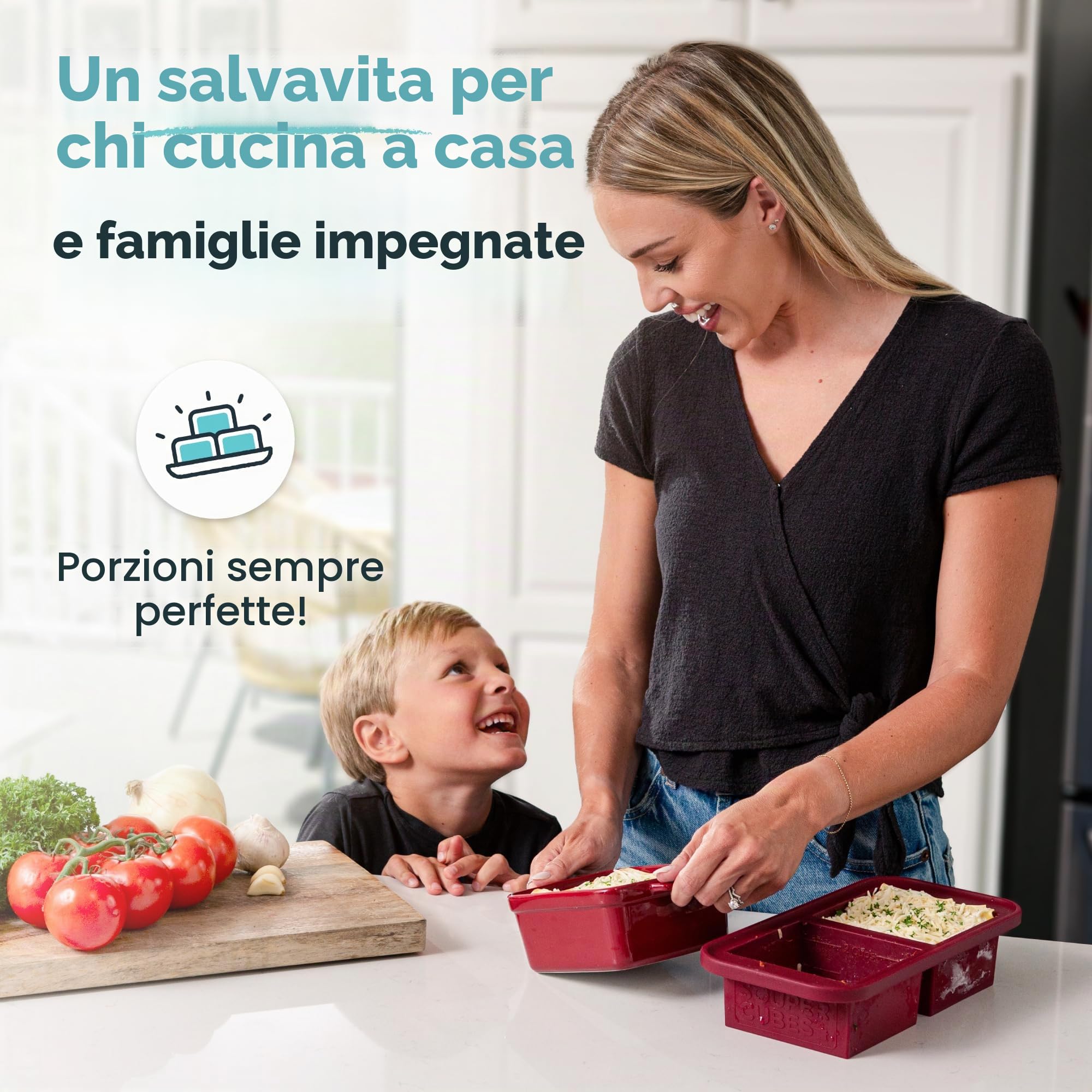 Souper Cubes Vassoio in silicone per congelatore da 2 tazze con coperchio, facile da preparare e da cucina, stampo in silicone per zuppe e alimenti, mirtillo rosso, confezione da 2