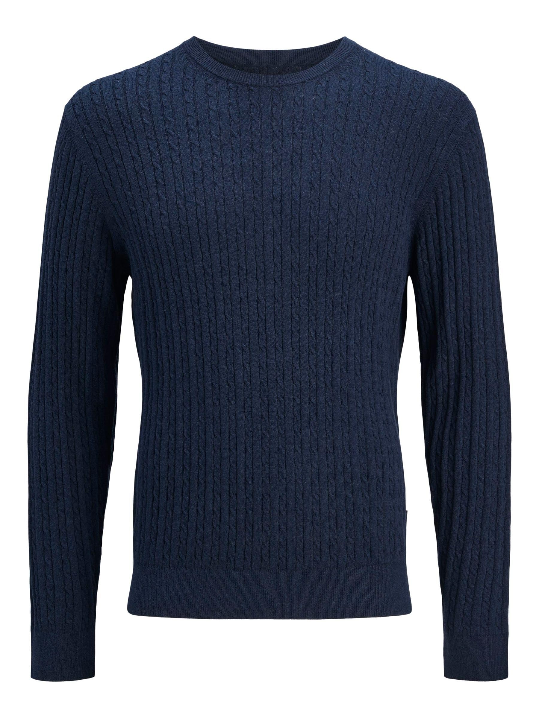JACK & JONES Jjeemil Knit Cable Crew Neck Noos, Blazer Navy, XS