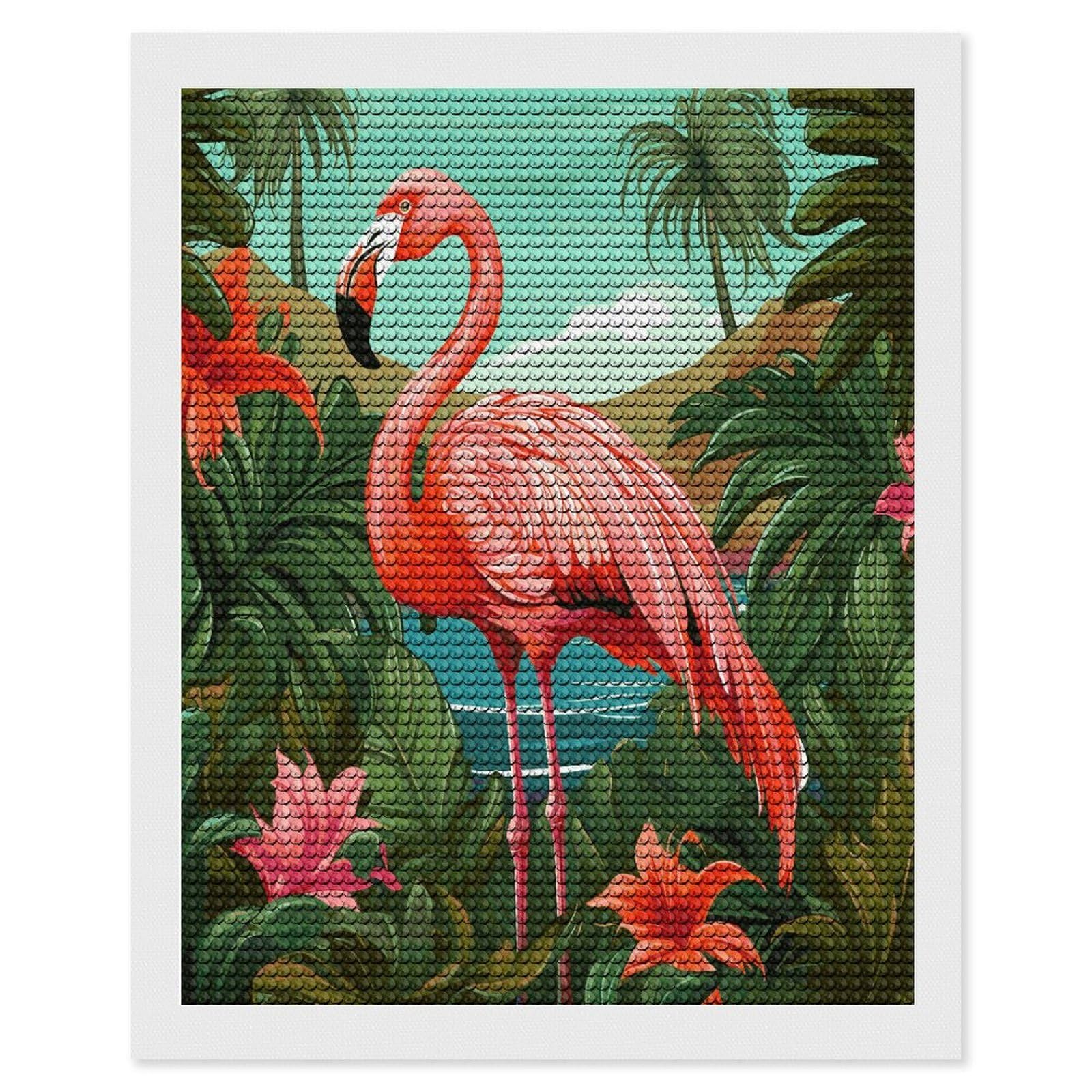 LDGSUPH Tropical Flamingo Diamond Painting Kits for Adults Paint with Diamond Pictures Art DIY Full Drill Diamond Dots Painting Personalized Diamond Photo for Home Wall Decor Gift 16"x20"