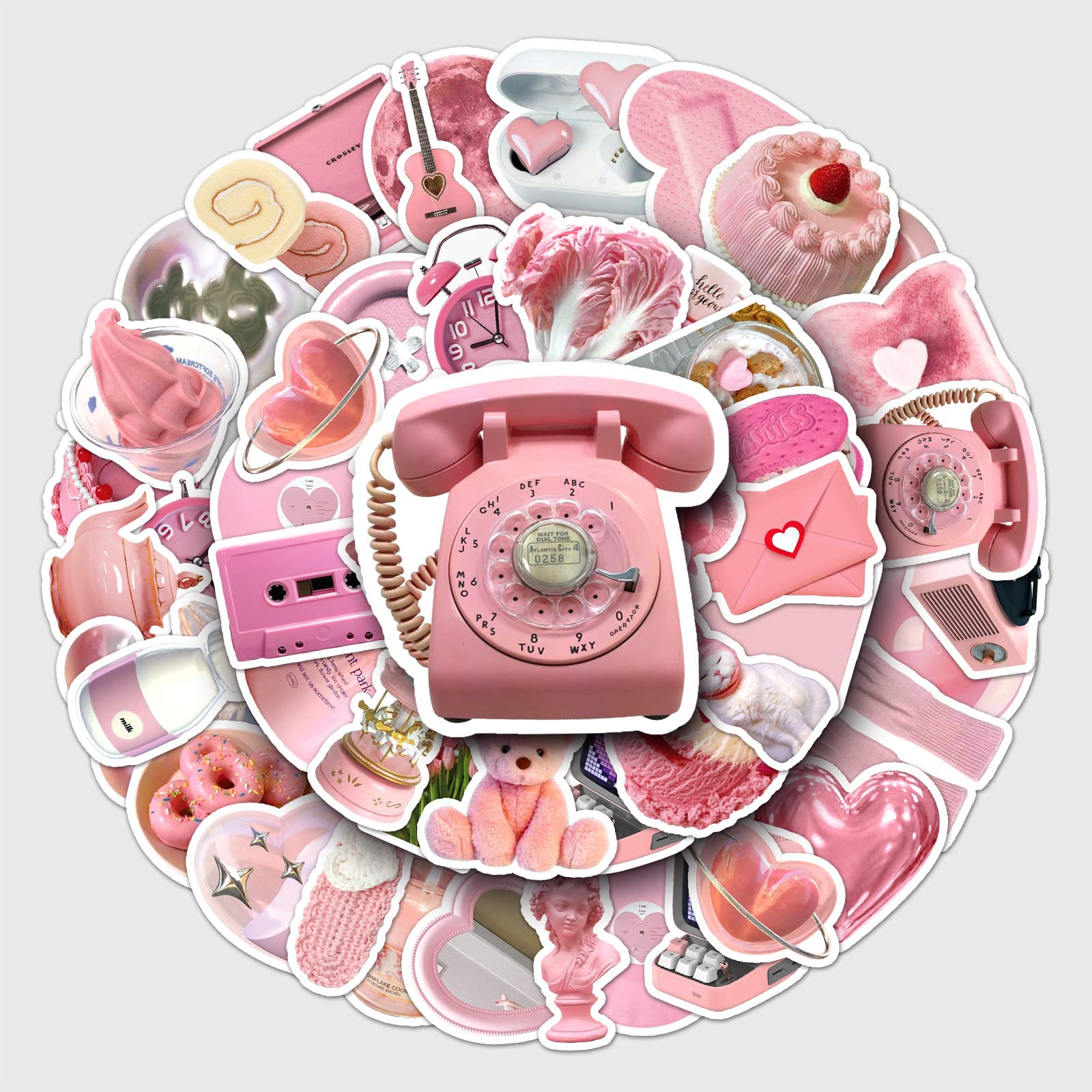 50Pcs Pink Stickers Laptop Car Scrapbook Phone Skateboard Suitcase Luggage Bike Pink Stickers Vinyl Waterproof Aesthetic Personalised Stickers for Teens Boys Girls Adults Children