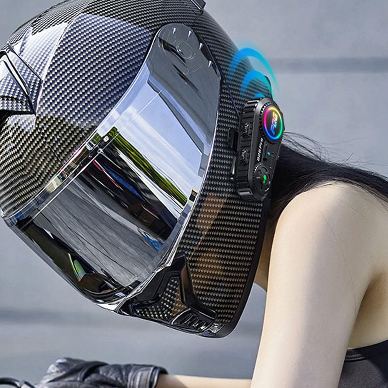 Auricolare Bluetooth per Moto Cancellazione Intelligente del Rumore per la Guida All'aperto 1000mAh IPX6 Condivisione Musicale Impermeabile