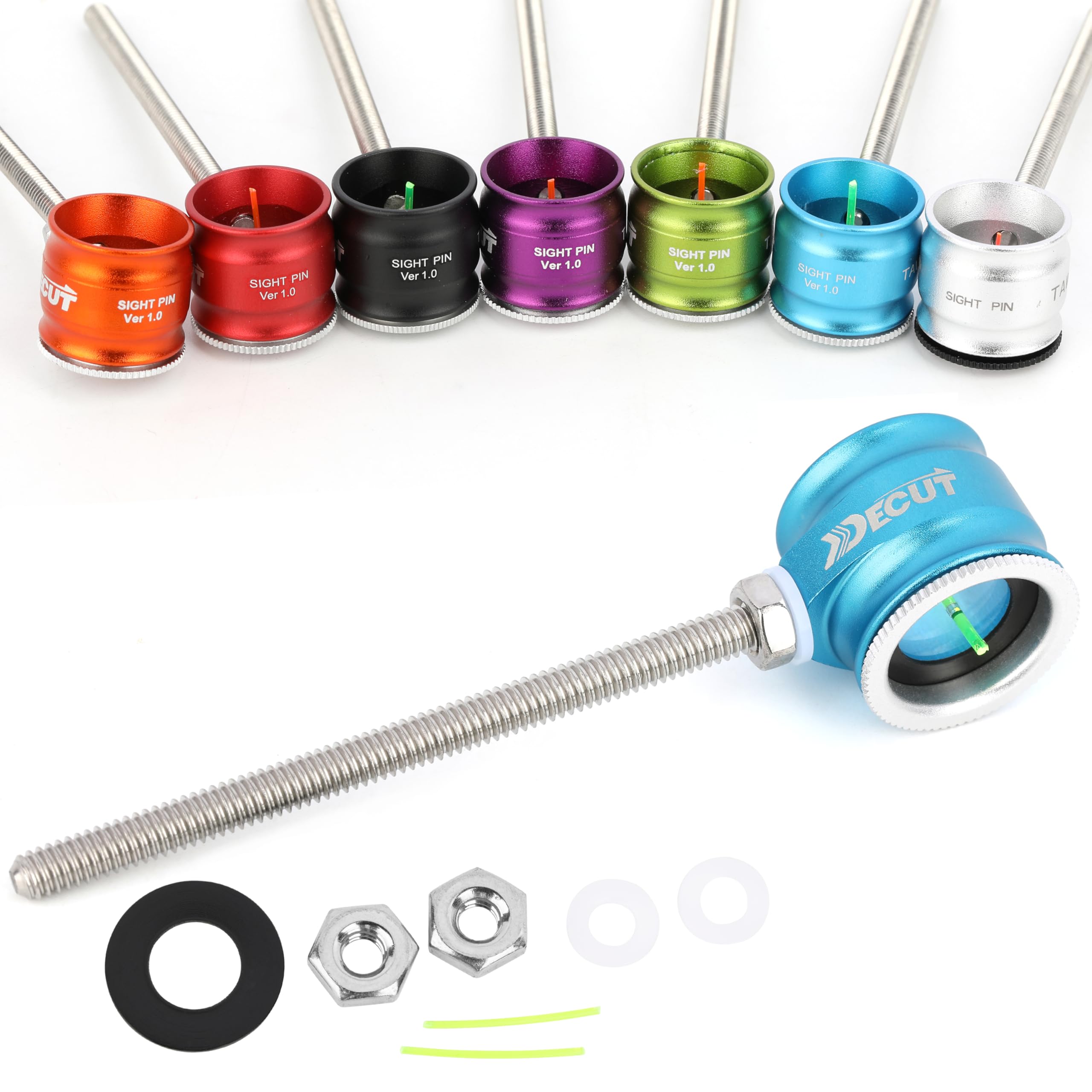 Archery Recurve Bow Sight Head 0.5/0.75/1.0 Optical Fiber Pin Aiming Point Aluminum Sight Suitable for Recurve Bow (Light Blue,Optical Fiber 1.0)