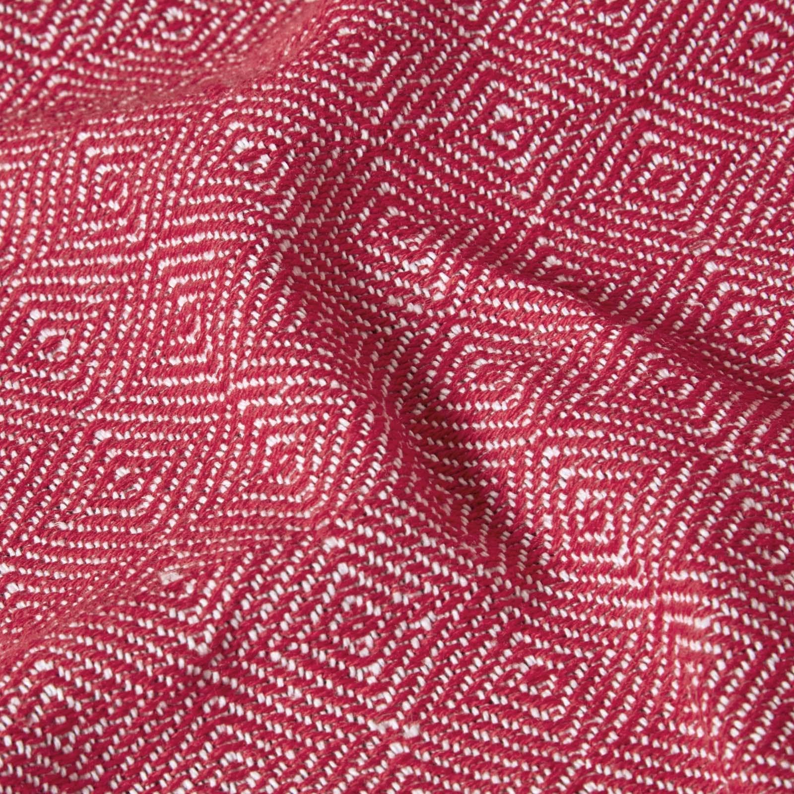 HOMESCAPES Plaid Rouge en Coton Malda à Franges, Jeté de lit ou de canapé 225x255 cm