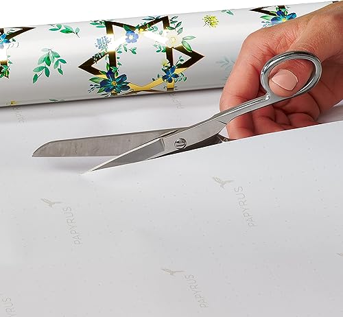 Miniatura 8 de Papyrus Rollos de papel de regalo de Hanukkah, estrella de David, dorado (2 rollos, 45 pies cuadrados)