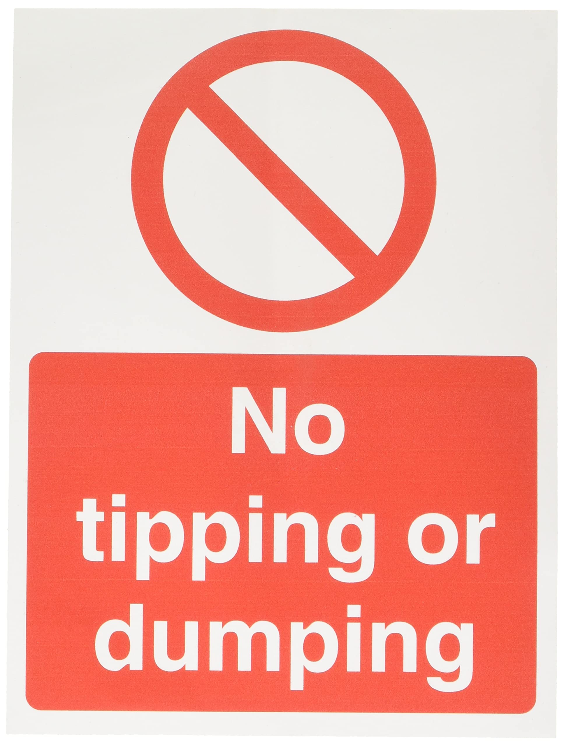 Seco No Tipping Or Dumping Sign, 150mm x 200mm - Self Adhesive Vinyl