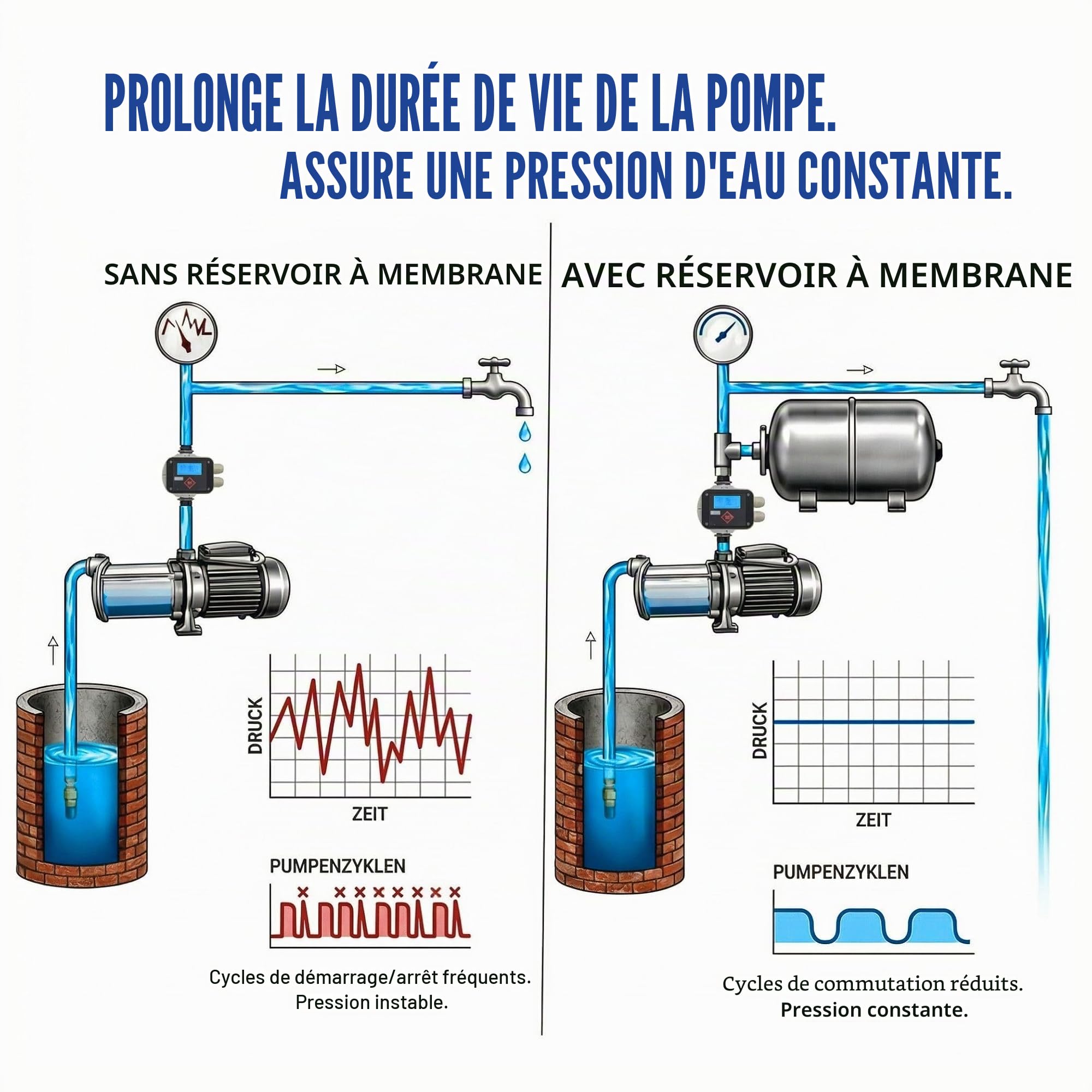 Chaudière à membrane 100 l max. 6 bar Réservoir en acier sous pression