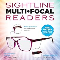 Vista 2 de Sightline 6014 Purple Progressive Power Multifocus Gafas de lectura con montura de acetato de calidad premium y lentes recubiertas AR