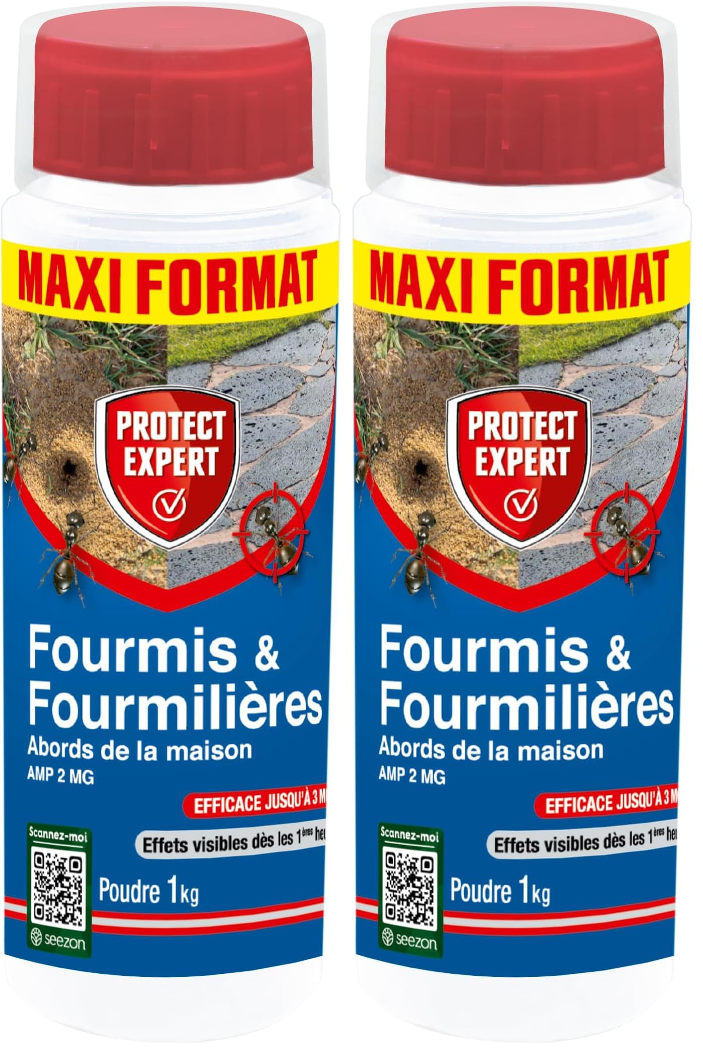 Anti fourmis puissant PROTECT EXPERT pour éliminer le nid complet poudrage et arrosage 1kg