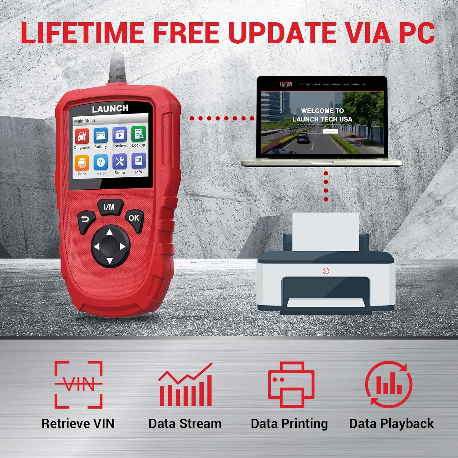 LAUNCH OBD2 Scanner Diagnostic Scan Tool, Millennium OBD Check Engine Code Reader, One-Click to Check I/M Readiness, Battery Voltage Test, DTC Lookup, Lifetime Update, for All Vehicles After 1996