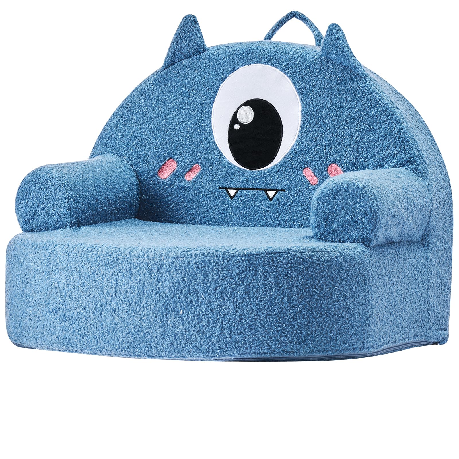 VEVOR Divano per Bambini, Poltrona in Schiuma Stile Mostro con Braccioli, Sedia per Bambini Mobile e Lavabile, in Spugna 28D e Peluche per Sala Giochi, Camera da Letto, Soggiorno, Blu