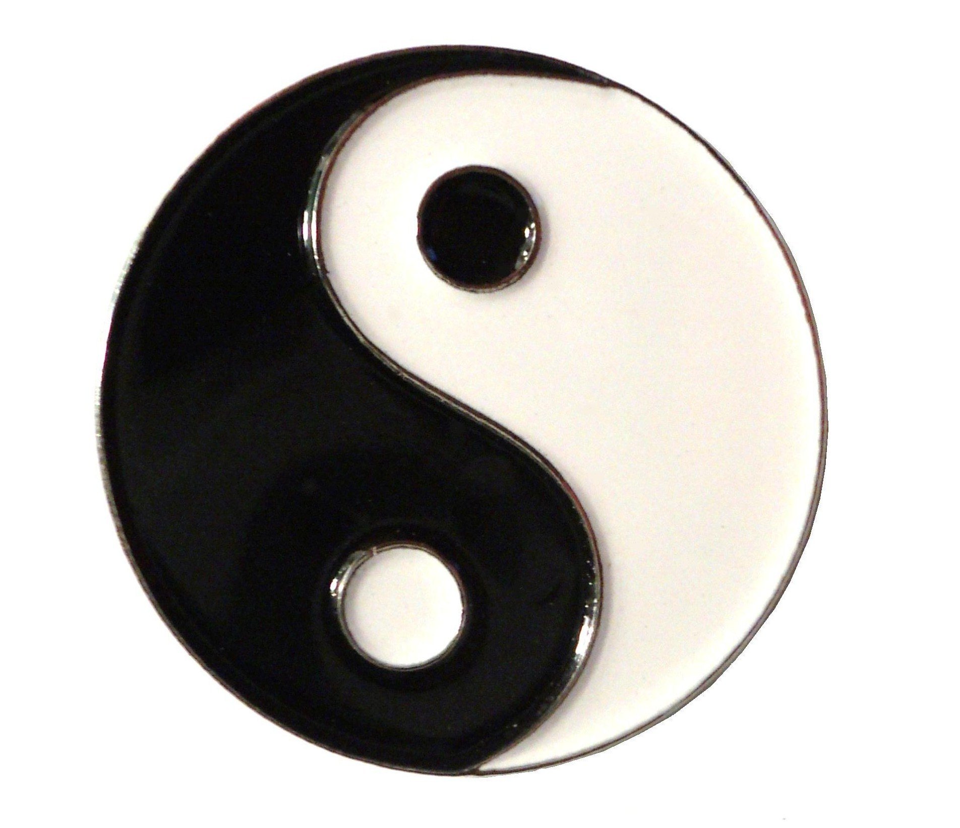Yin and Yang Chinese Symbol Positive Negative Metal Enamel Badge