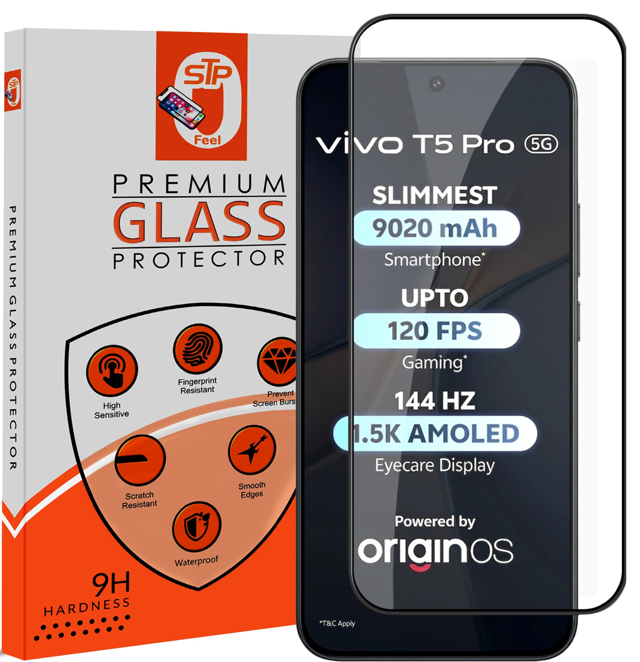 STP FEEL® Premium Tempered Glass Screen Protector Guard Compatible For Vivo T5 Pro 5G (6.83 Inch, Pack of 1) | Edge to Edge Coverage With Easy to installation kit for Smartphone-picture-21