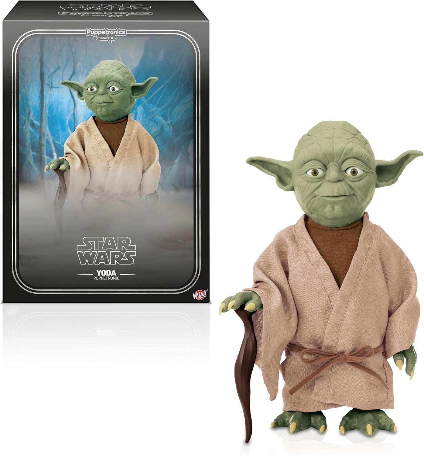 WOW! Stuff Star Wars Yoda Puppetronic by RealFX | 17in+ Interactive Animatronic Puppet Over 120 Sounds & Actions, Realistic Skin, Moving Eyes, Mouth, Ears & Head | Premium Jedi Robe | For fans ages 8+