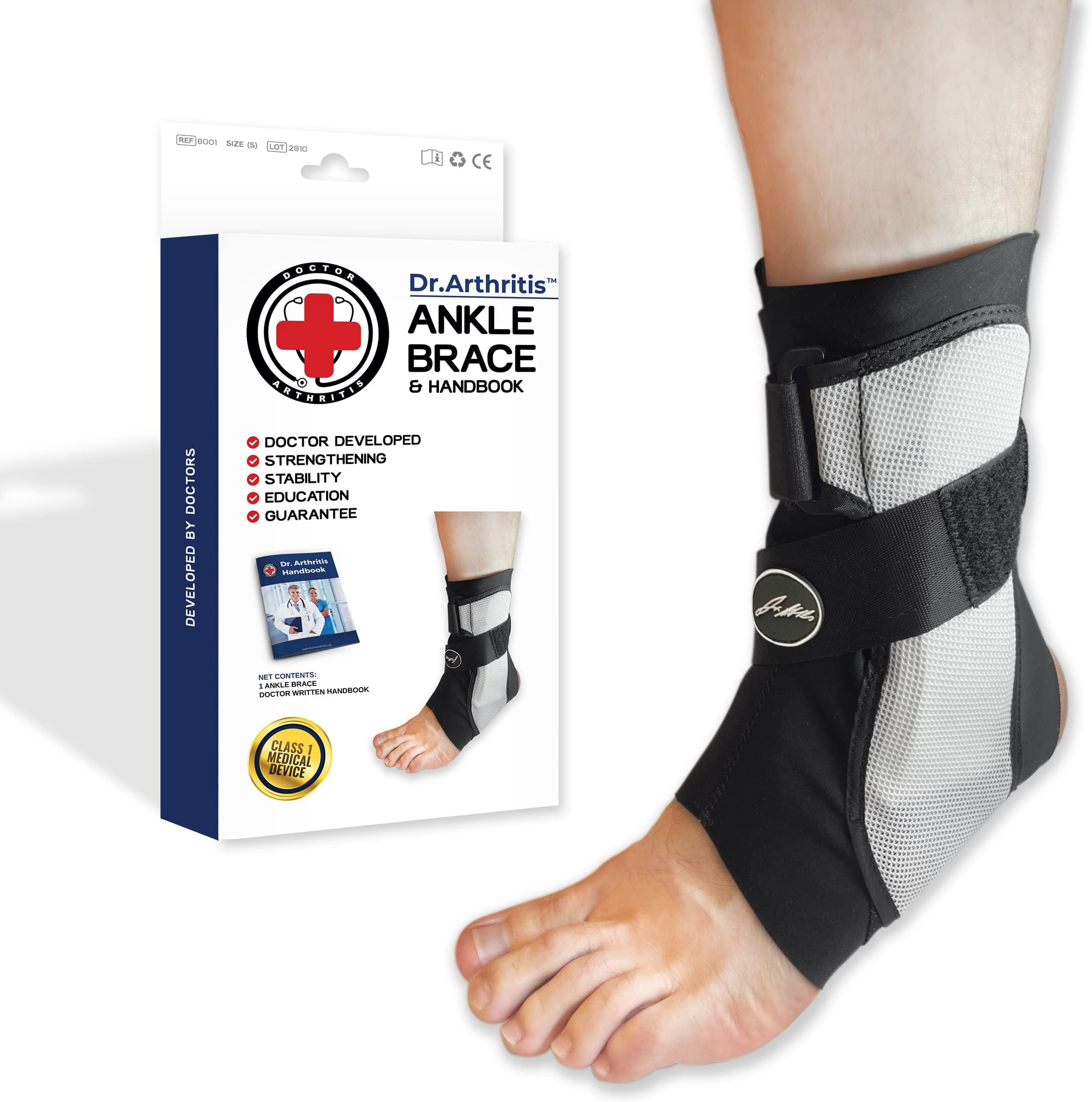 Dr. Arthritis Doctor Developed Ankle Brace for Sprained Ankle, Support Stabilizer Splint for Injured Foot – Foot Brace for Peroneal Tendonitis – Ankle Brace For Women with Men (M, Single)
