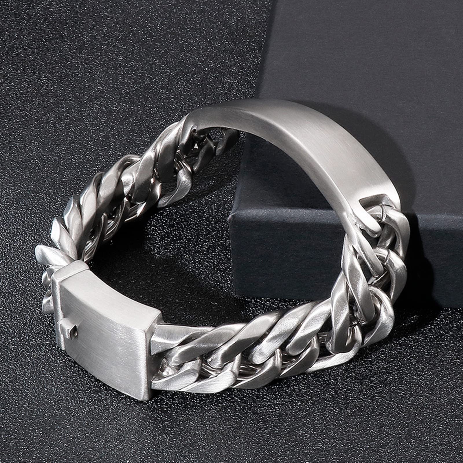 Sandige Oberfläche Bracenet Armband Herren Silber als Geburtstagsgeschenke 220x18mm