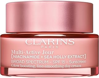 Clarins Multi-Active Day Cream SPF 15 with Niacinamide | Smooth Fine Lines | Visibly Tighten Pores | Even Tone and Texture | Boost Glow | Strengthen Moisture Barrier | All Skin Types | 1.7 Ounces