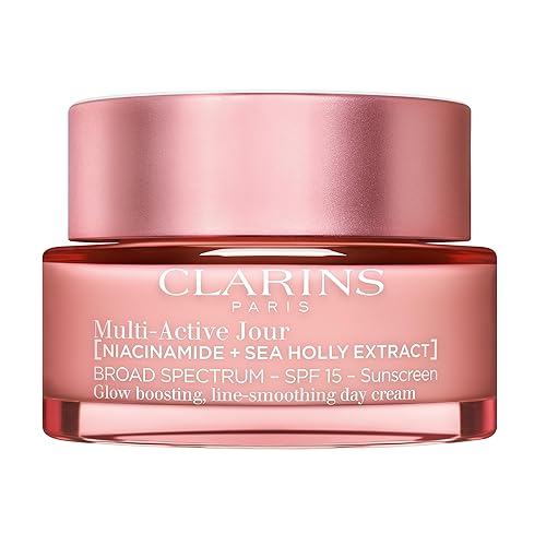 Clarins Crema de día multiactiva SPF 15 con niacinamida Líneas finas suaves Aprieta visiblemente los poros Tono y textura uniformes Aumenta el