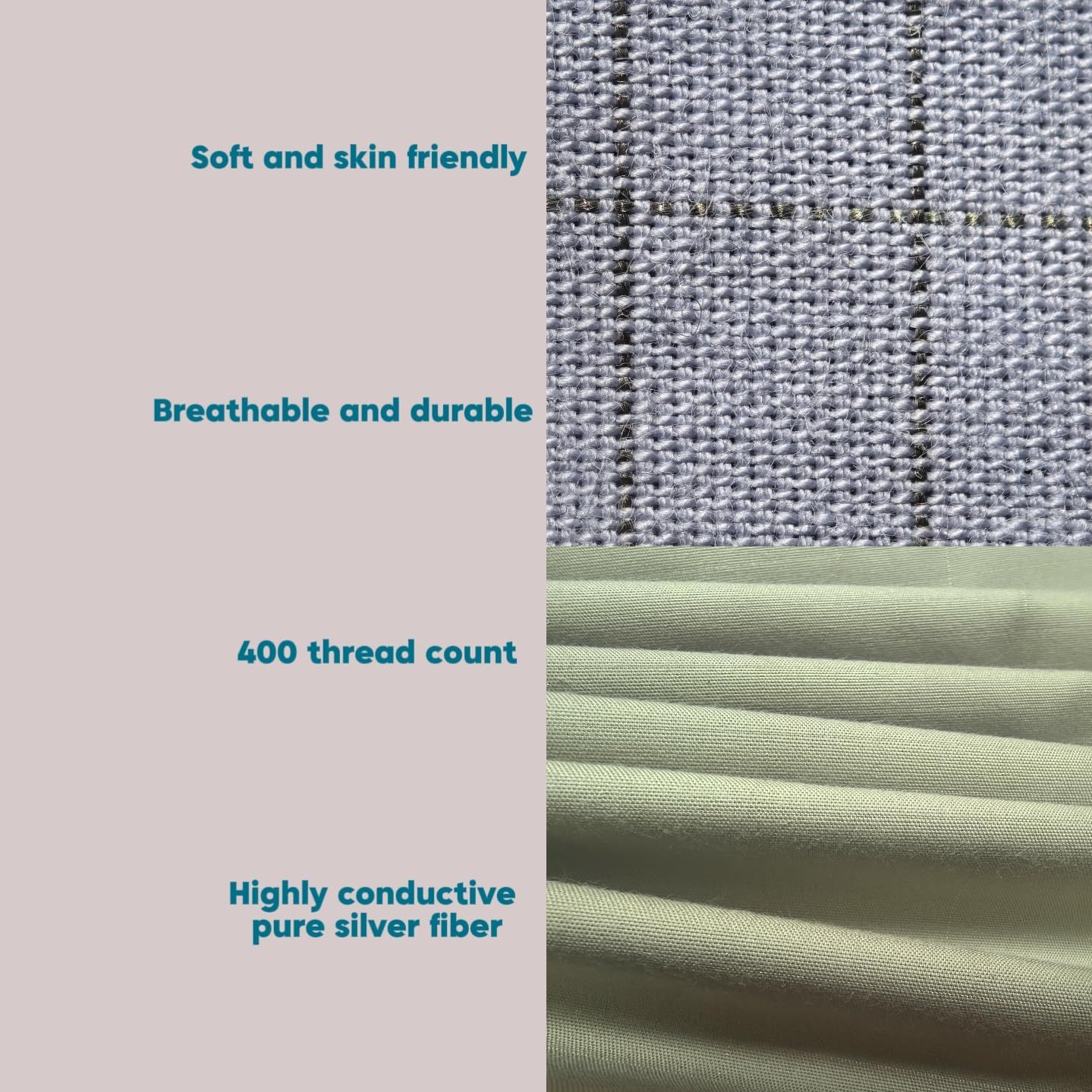 NAGS® Grounding Sheets,Grounding Bedding Sheet, Soft Cotton with Pure Silver Fitted Grounded Sheet for Improved Sleep,Pain Relief (Green, King, 78 * 80 * 13.5inch)