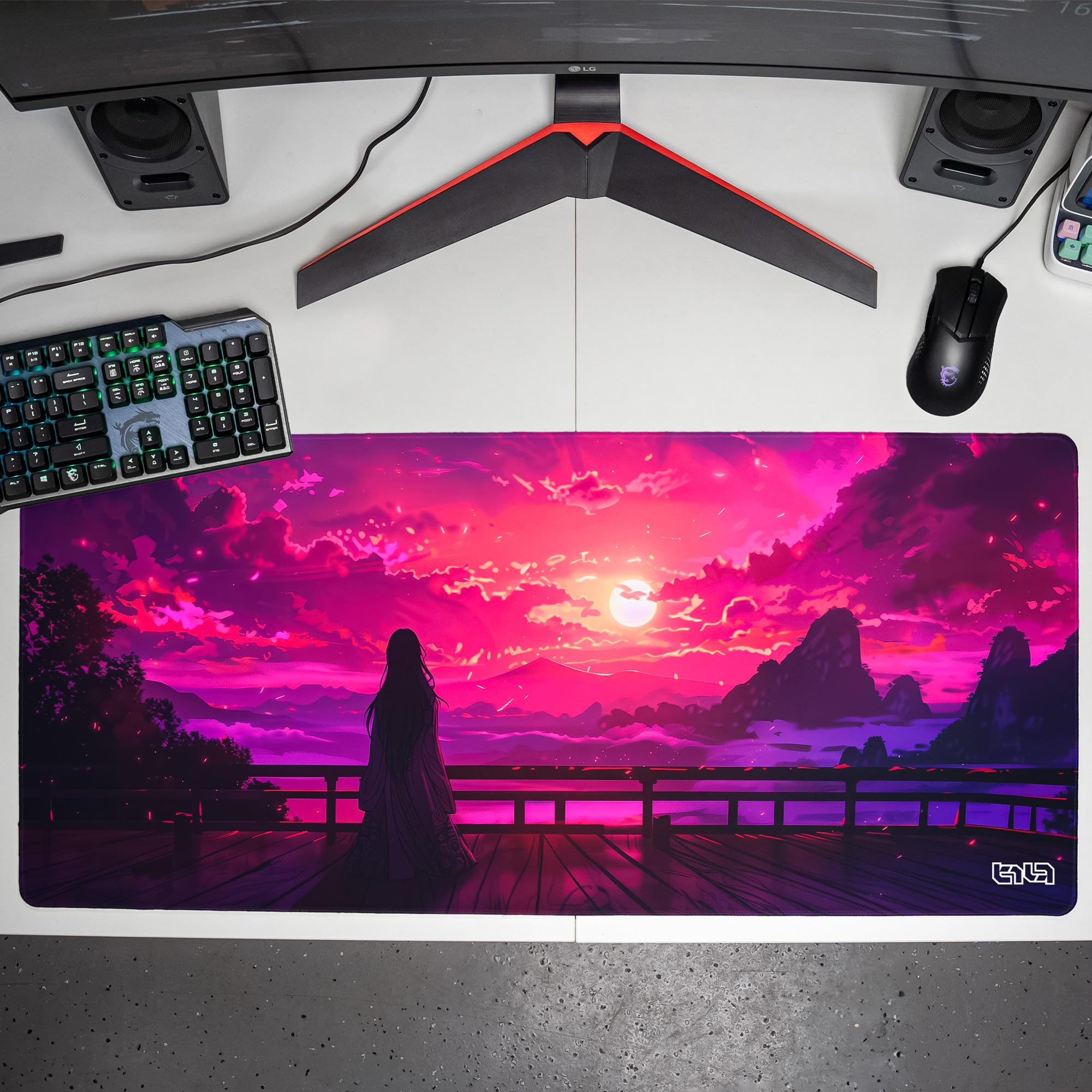 Tilt Grand Tapis de Souris Gamer XXL 90x40 cm | Tapis de Bureau Gaming Anti-Dérapant | Mouse Pad Imperméable pour PC et Accessoires Gaming | Tapis de Clavier (Eternal Twilight)
