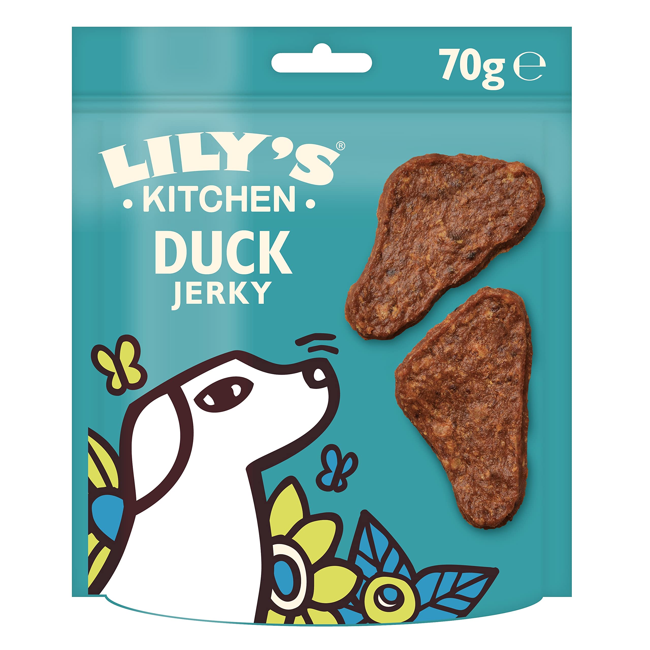 Lily's Kitchen The Mighty Duck Mini Jerky Dog Treat (8 x 70 g) & Dog Treats The Best Ever Beef Mini Burgers (8 x 70 g)