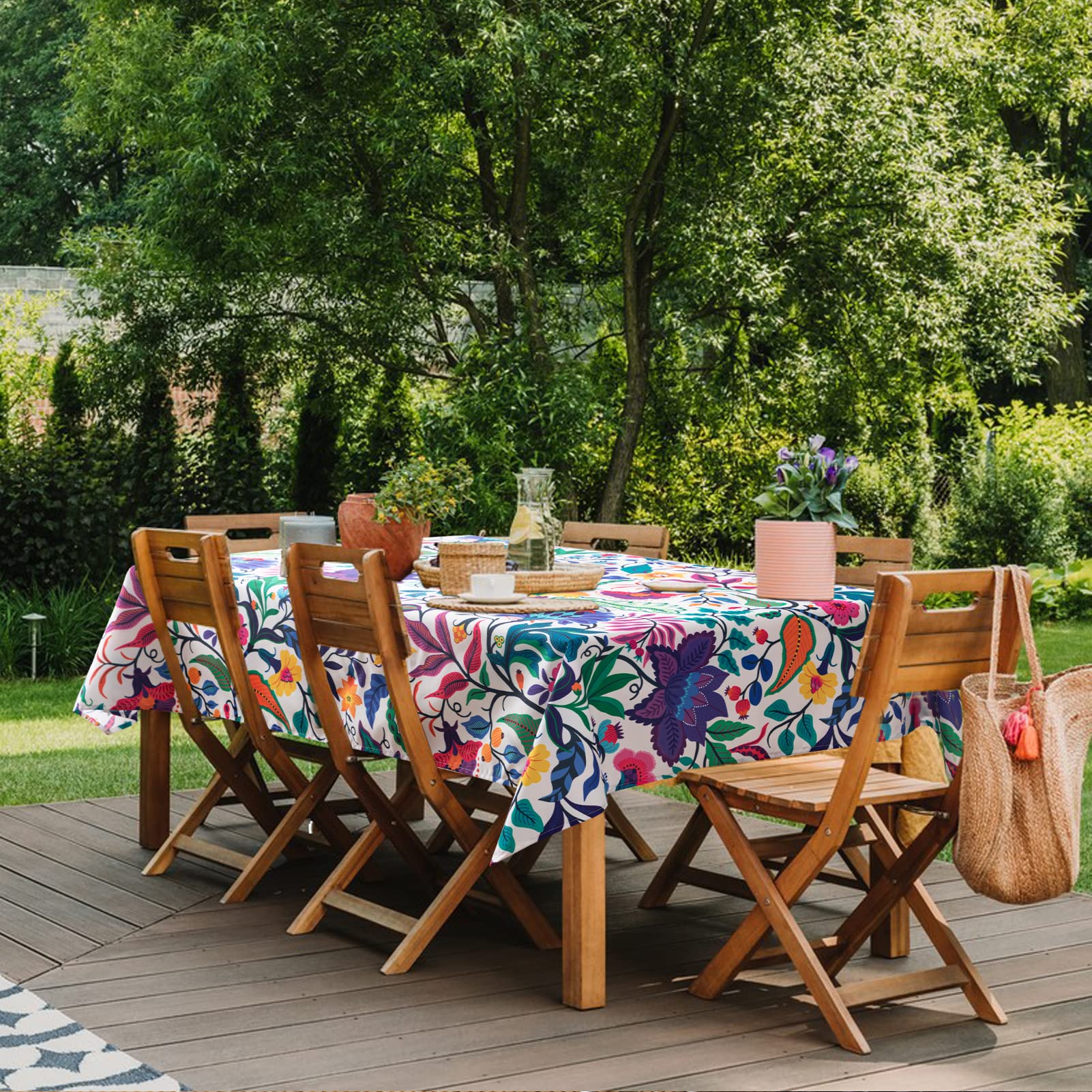 joybest Mantel de Tela Impermeable para Interiores y Exteriores, con Estampado de Cachemira, para Primavera, Verano, Patio, pícnic, Comedor, 60 x 84 Pulgadas, Rectangular/oblongo