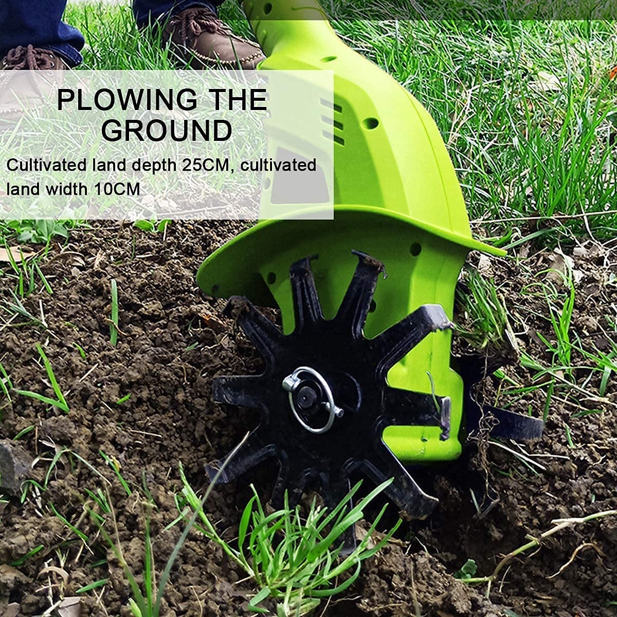 Rotavator de jardín eléctrico, cultivador de jardín inalámbrico de 20 V, desmalezadora/cultivadora eléctrica, Profundidad de Trabajo de 25 cm