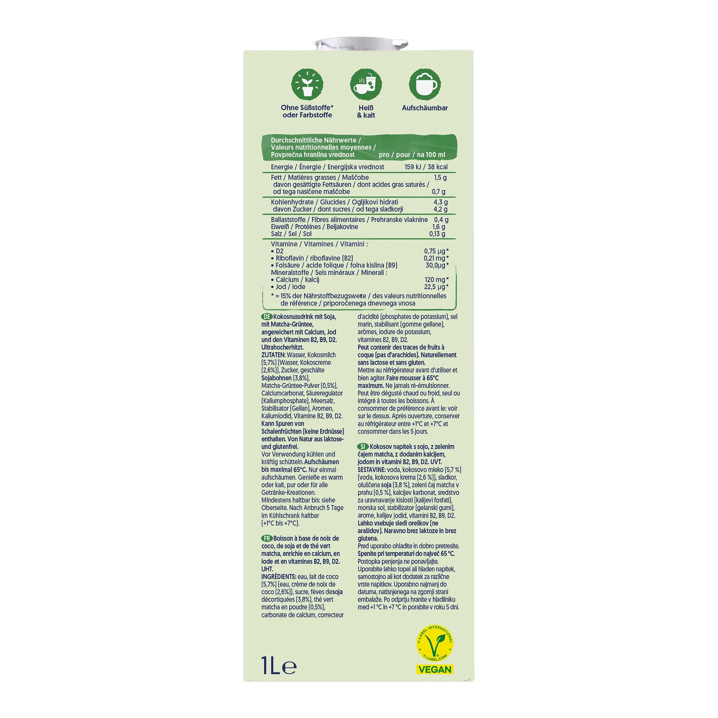 Alpro Matcha Kokos – Trinkfertig – 8 x 1 l