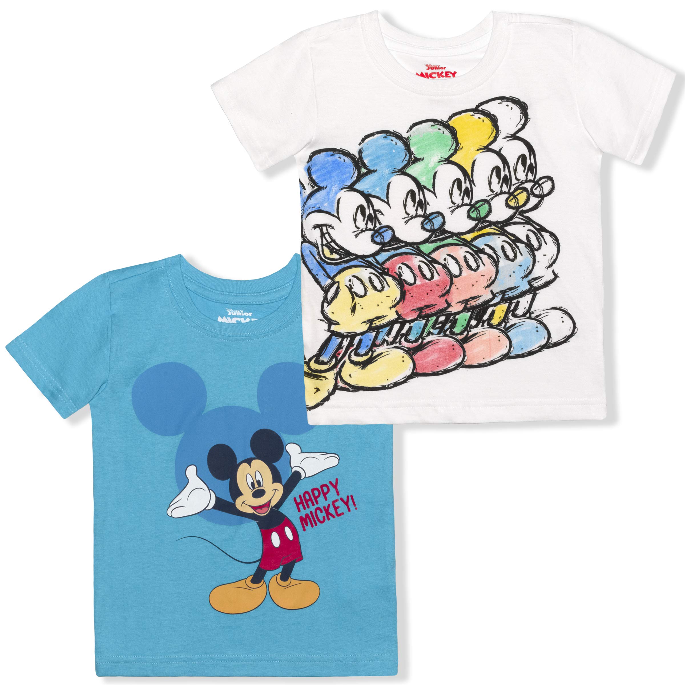 Disney Mickey Mouse Boys’ 2 Pack T-Shirt for Infant and Toddler – Blue/White/Gray