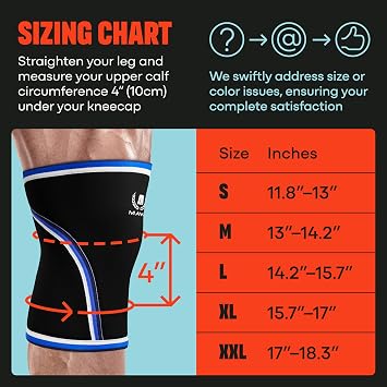 Mava Sports Knee Sleeves Weightlifting Men & Women, 7mm Neoprene Knee Sleeves for Women and Men, Ideal for Cross Training WOD, Squats, Powerlifting