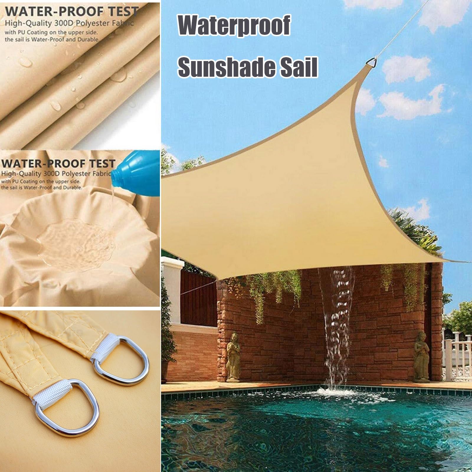 V3VOGUE Sonnensegel Wasserdicht Sonnenschutz Für Balkon Garten Strand Terrasse-Überdachung, Sonnensegel Rechteckig 2x3m 3x4m 3x5m 5x6m, Belüftung, 95% 