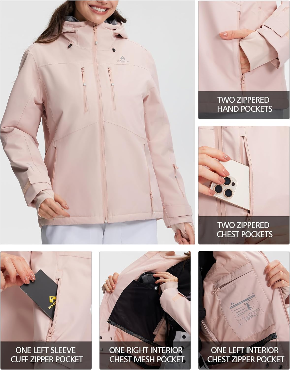 Pionner Camp Women's Ski Jacket 15k Waterproof Insulated Winter Snow Coat Rain Jacket for Skiing Snowboarding Hiking - Image 7