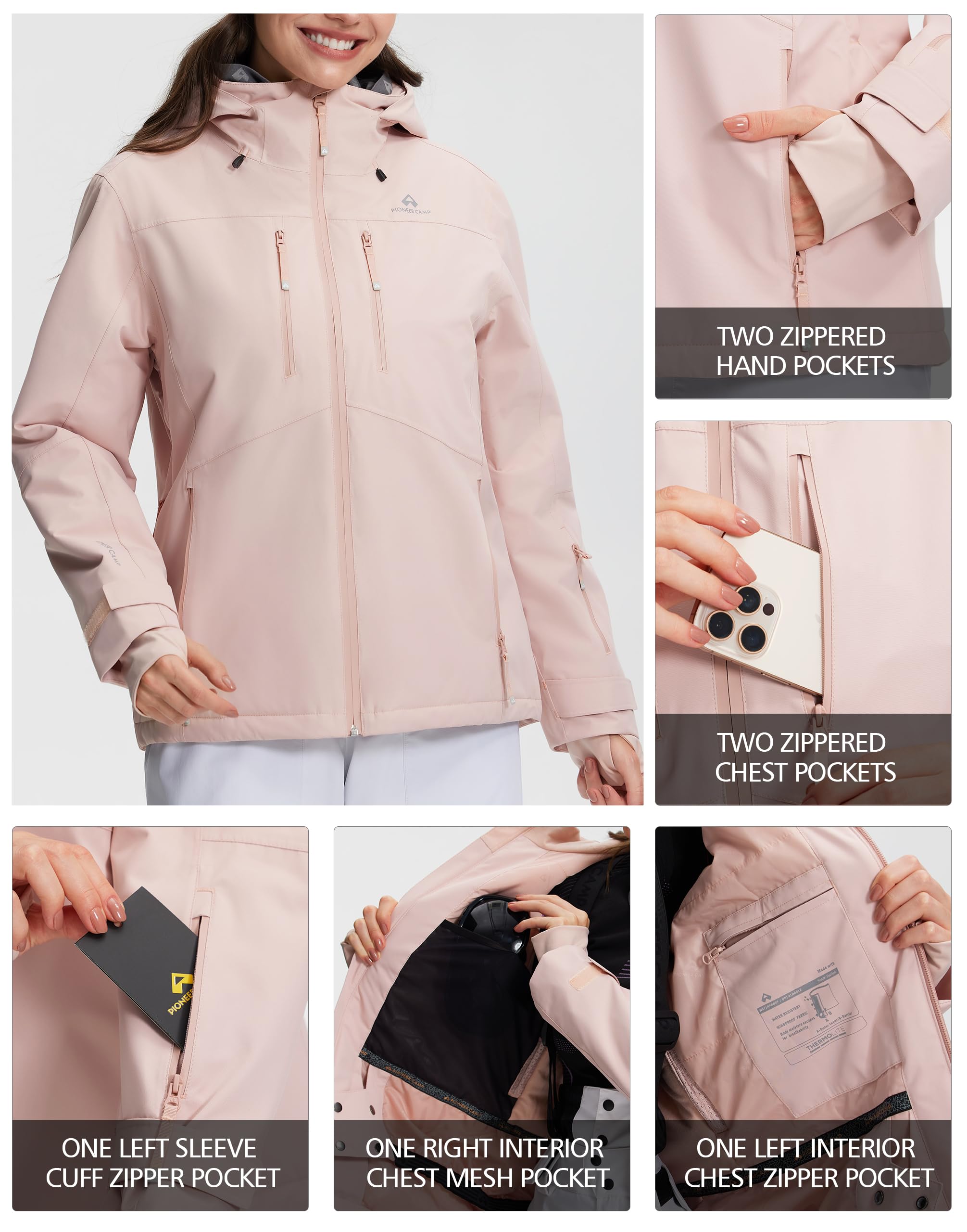 Pioneer Camp Damen Skijacke Wasserdicht Winddicht Warm Winter Outdoorjacke für Ski Snowboard Wandern