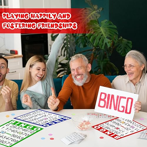 Miniatura 8 de 50 hojas de tarjetas de bingo grandes de doble cara de 8 x 9 pulgadas para personas mayores, tarjetas de bingo jumbo y papas fritas, hojas de papel