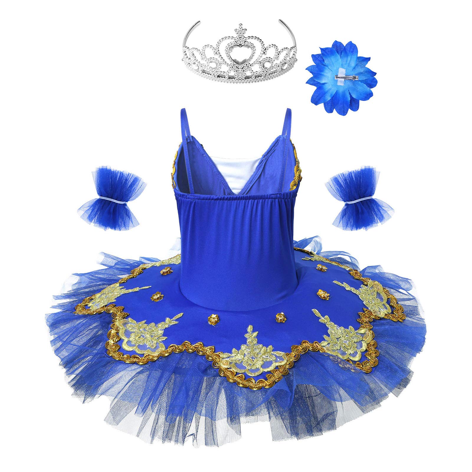 JanJean Little Big Girls Ballet Princess Tutu Dress Skirted Loetard Ballerina Swan Lake Performance Costume Dancewear Dark_Blue 1 4