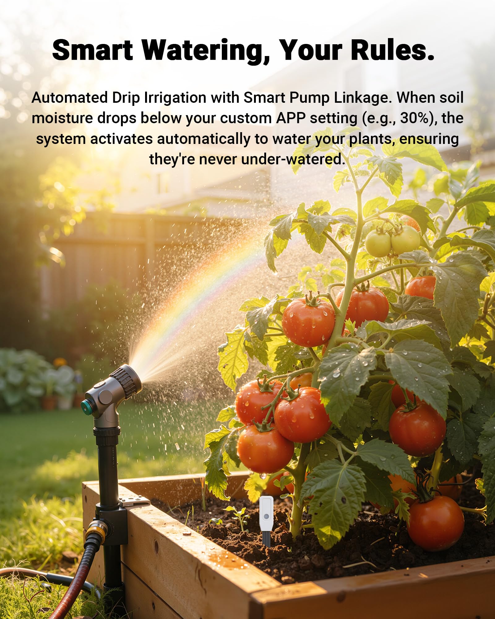 Humidimètre intelligent WiFi pour plantes, capteur 2 en 1 avec alertes d'application | Surveille l'humidité et la température à distance, données en temps réel pour le jardinage intérieur