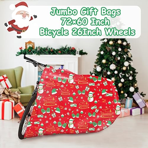 Miniatura 10 de HYmoso Bolsas de regalo de Navidad extragrandes, 2 bolsas de regalo de bicicleta jumbo para regalos de Navidad gigantes de gran tamaño, bolsa de