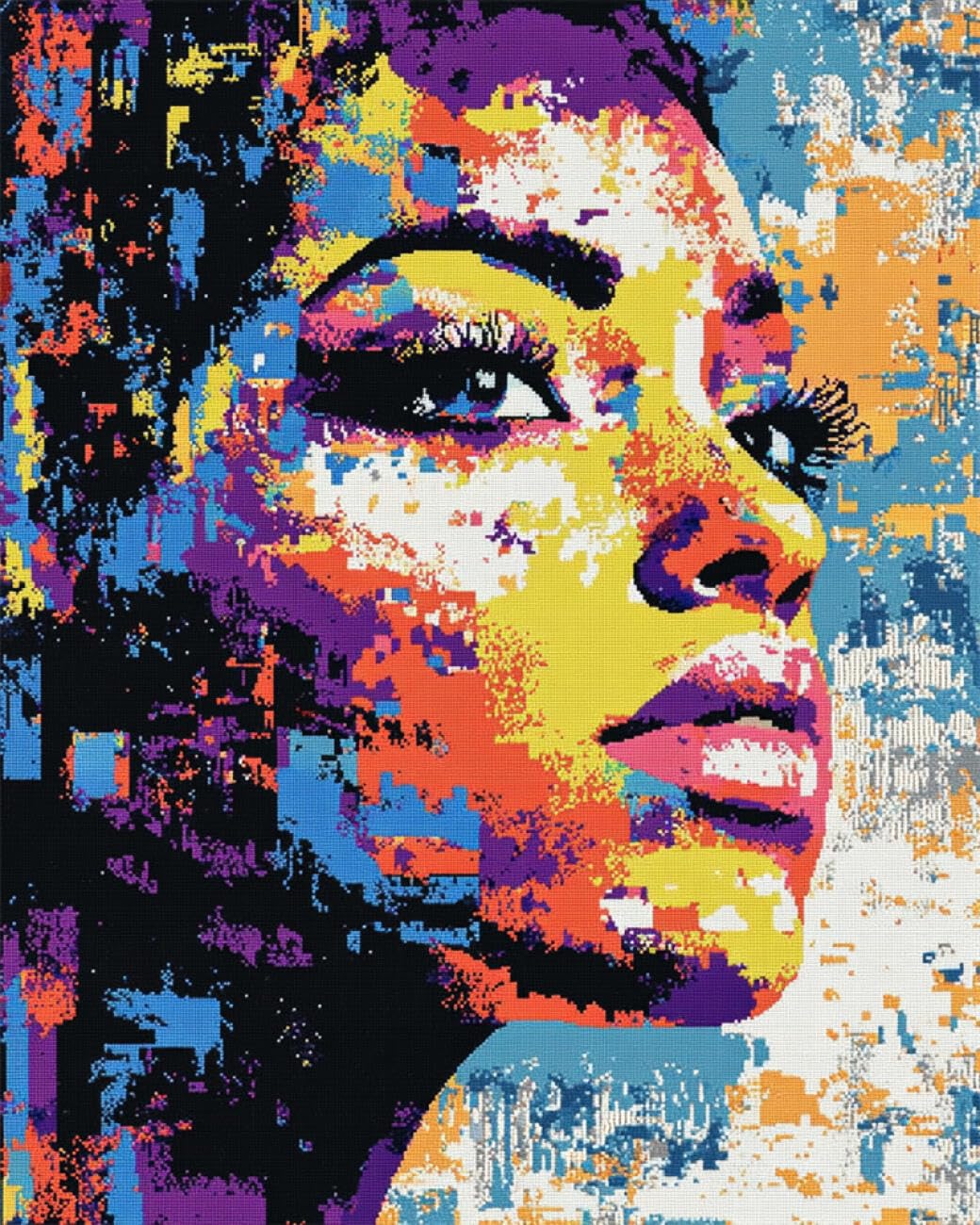 RKFLGEW 14CT Cross-Stitch Counted Kits Colored Woman Portrait Cross Stitch Kits Embroidery Starter Set for Beginners DIY Home Decoration 40x50cm
