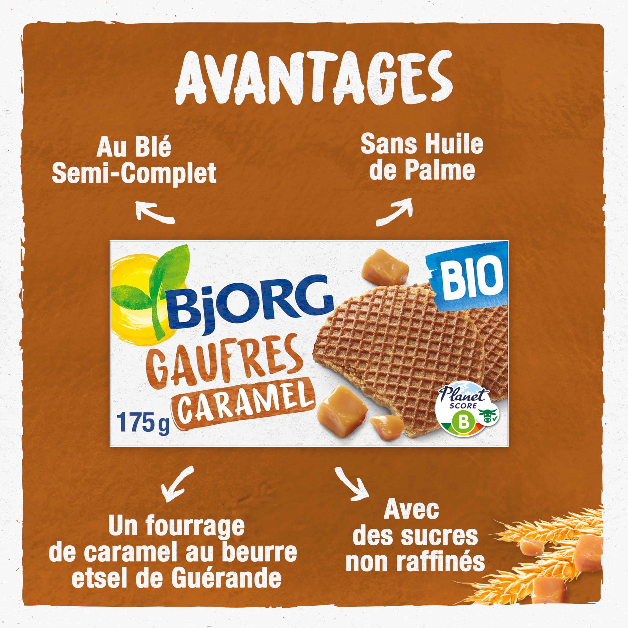 Bjorg Biscuit Gaufres au Caramel 175 g